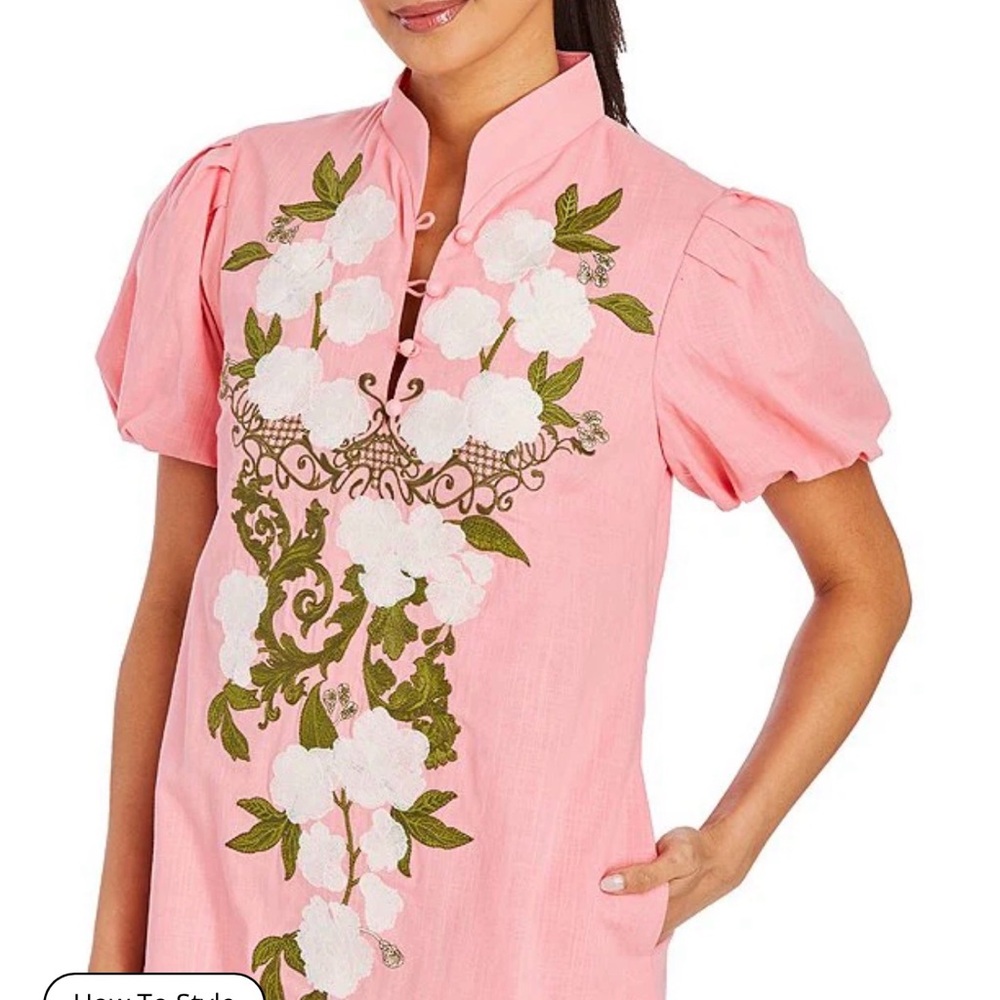 Mestiza New York - Elliana Floral Embroidered Mandarin Collar Button - Size L - Picture 3 of 6